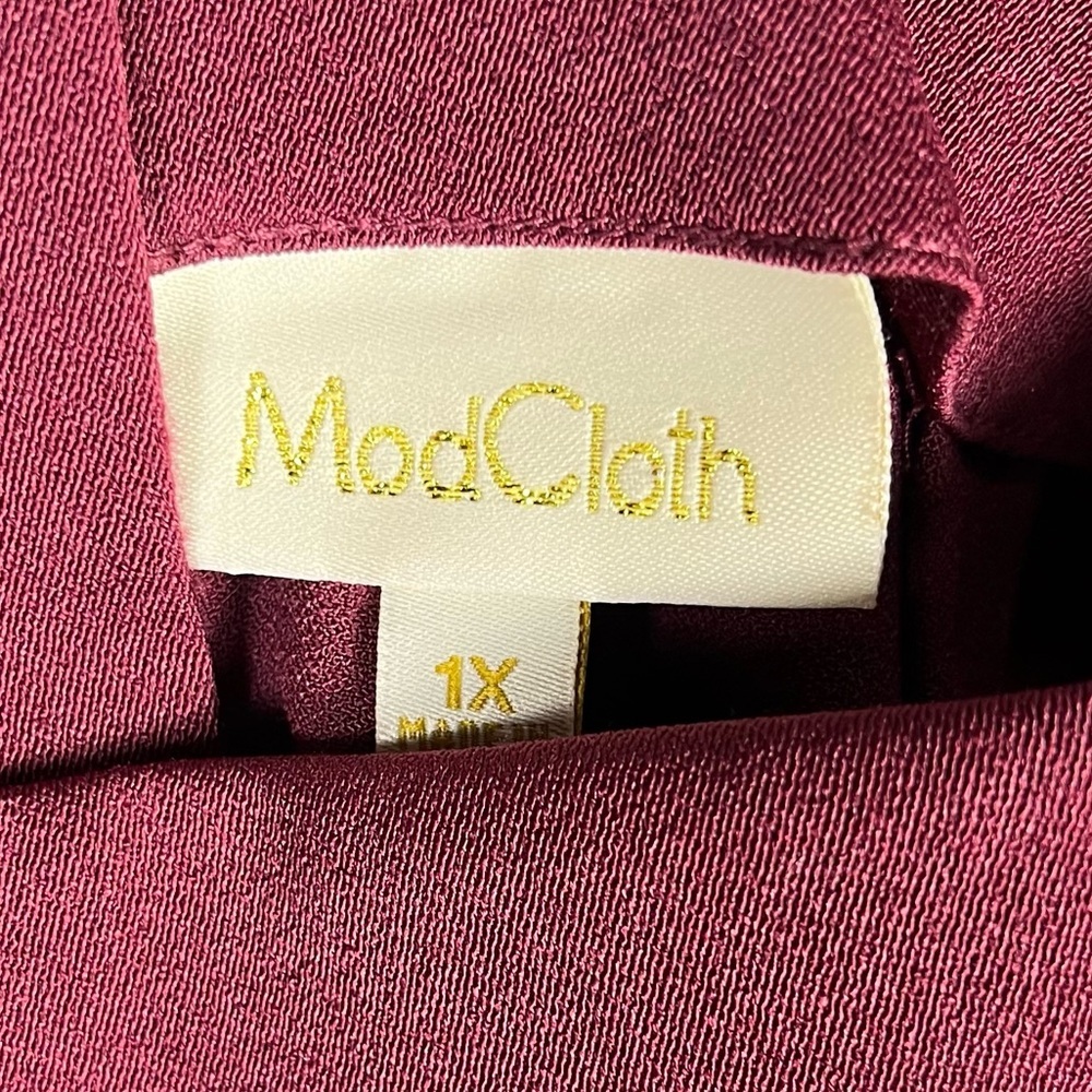 Modcloth Skirt Womens 1x Overall Winner Wine Flowy Holiday Academia Prep Grunge - Picture 4 of 7